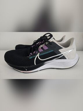 MEN'S NIKE AIR ZOOM PEGASUS 38 RUNNING SHOE CW7356-003 BLACK/METALLIC SILVER SZ9
